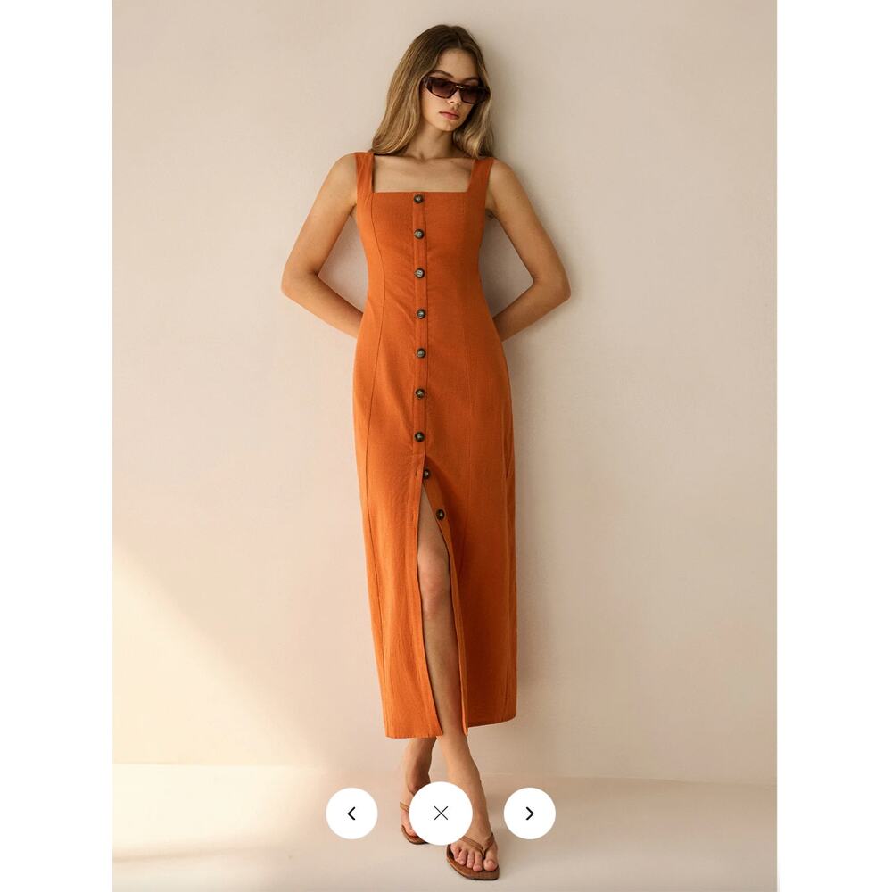 Commense Square-Neck Button-Front Maxi Dress with… - image 4